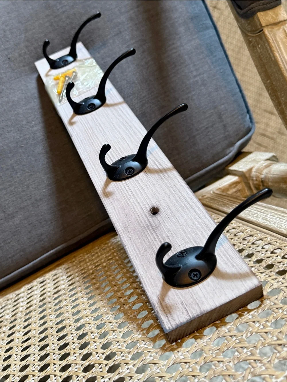 Weathered Wood Wall Hanger with Hooks